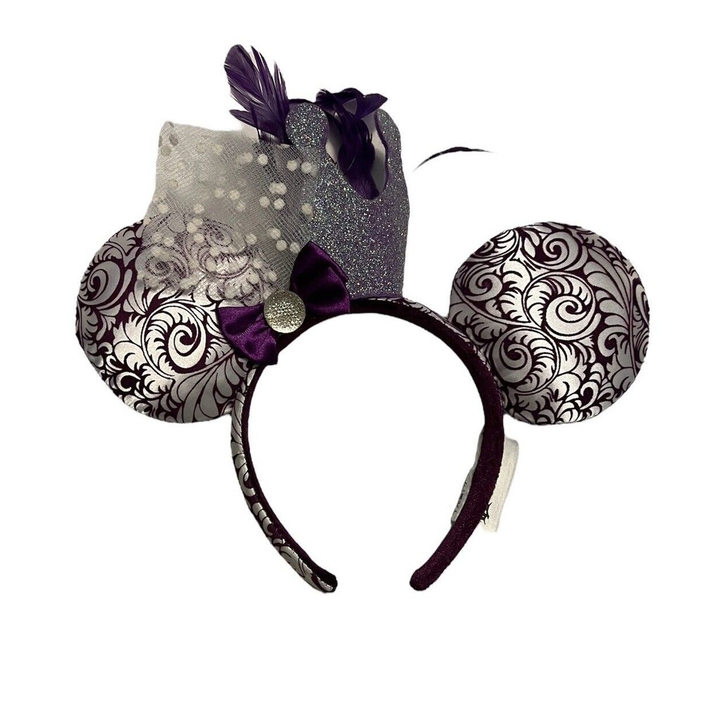 Official Disney Parks Purple Crown & Feathers Jubilee Minnie Ears Headband
